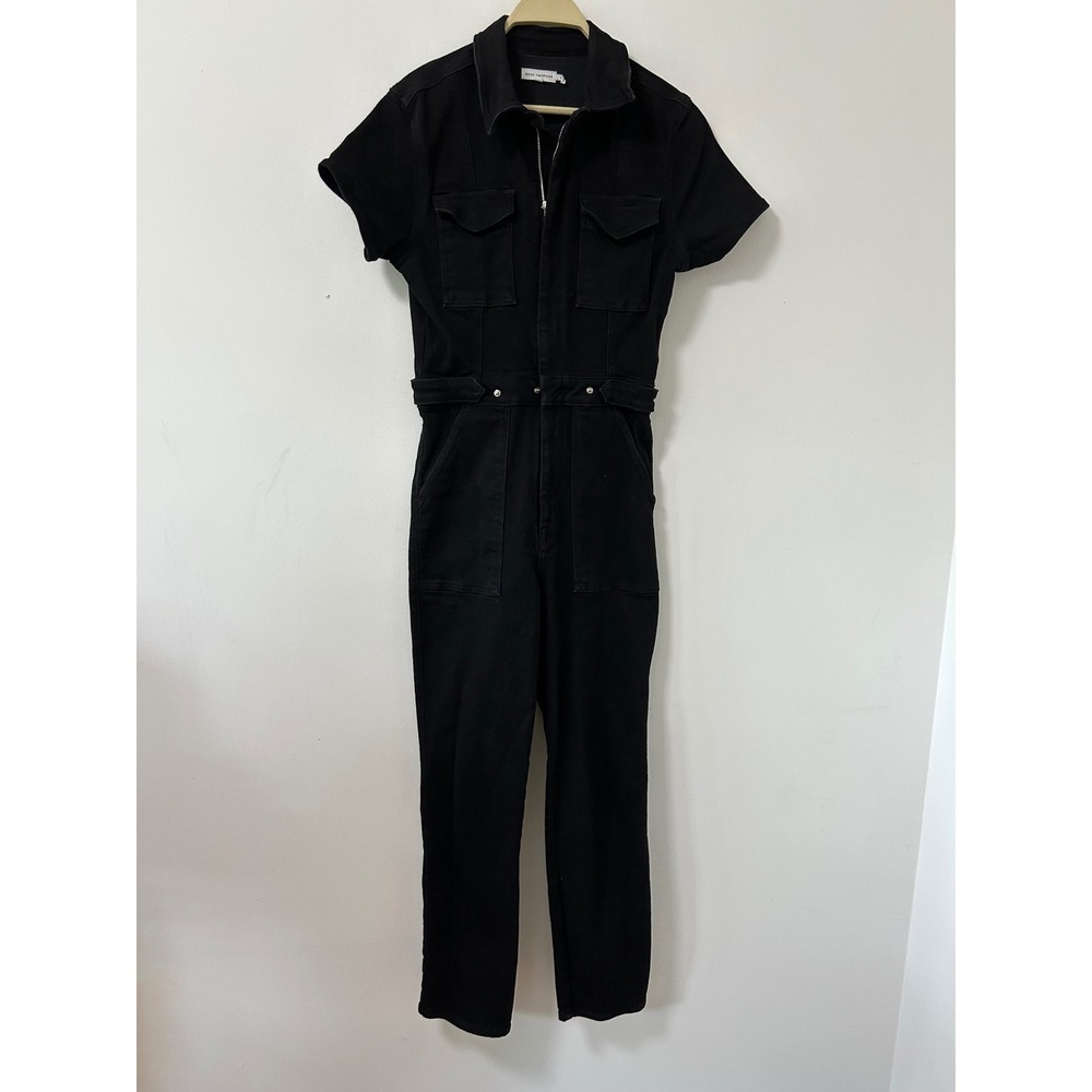Good American Fit For Success Jumpsuit Women 3 Black Denim Streetwear Utility